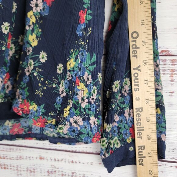 Sea New York Blouse Size 2 Top Floral Peasant V-Neck Tassel Ruffle Long Sleeve - Picture 11 of 14